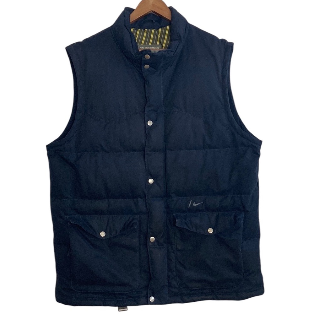 Nike Snowboarding Vest Mens XL Navy Blue Goose Down Insulated Puffer Microfibre